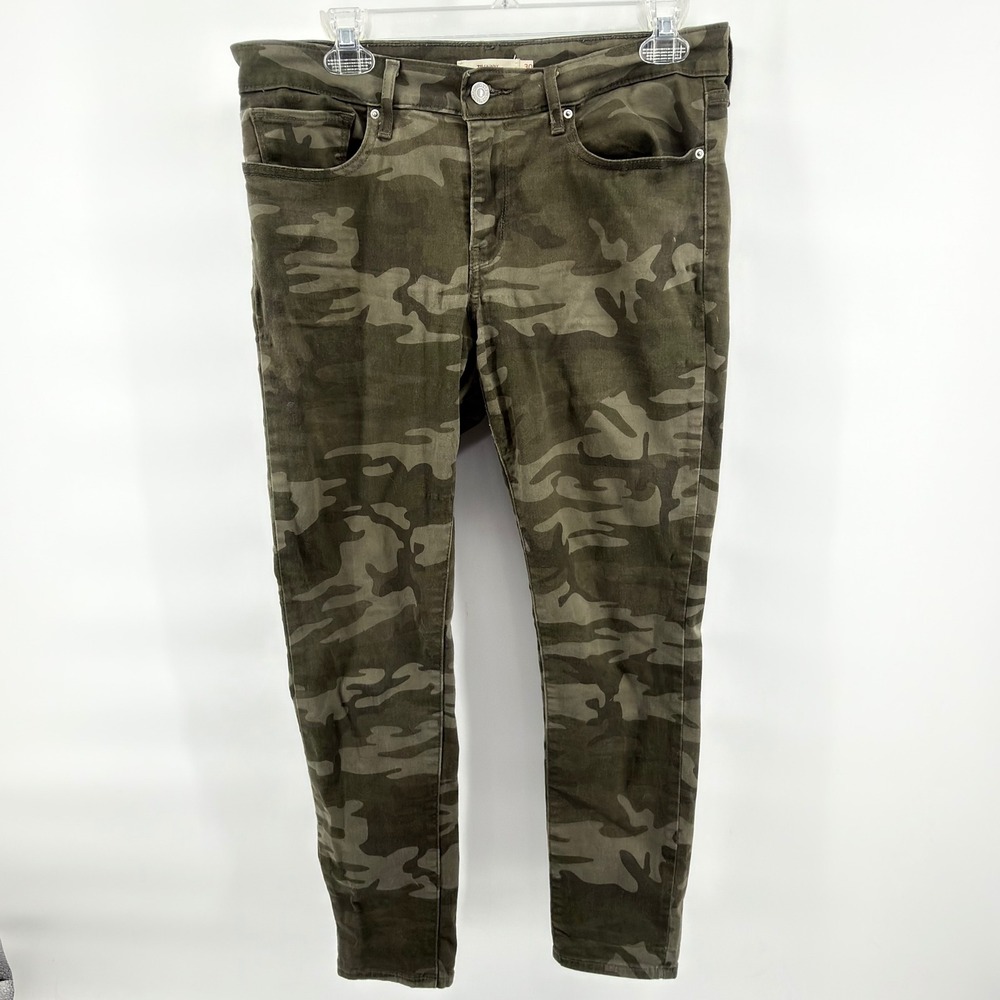 Levi's 711 Skinny Ankle Jeans Womens 30 Soft Camo Green Stretch Denim 19558-0036